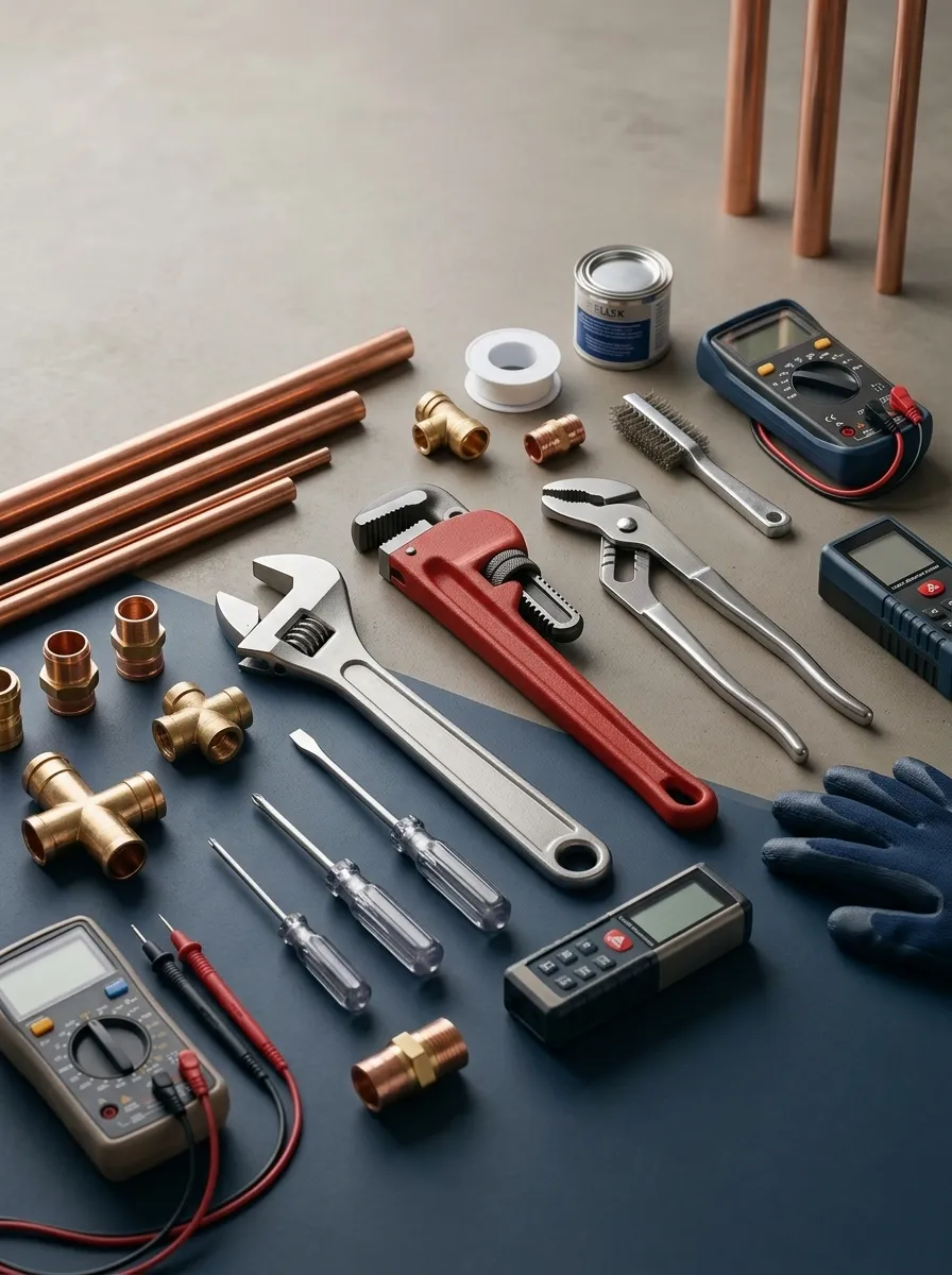 Plumbing tools used to diagnose and repair common plumbing problems